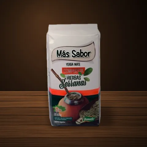 Más Sabor Hierbas Serranas yerba mate package